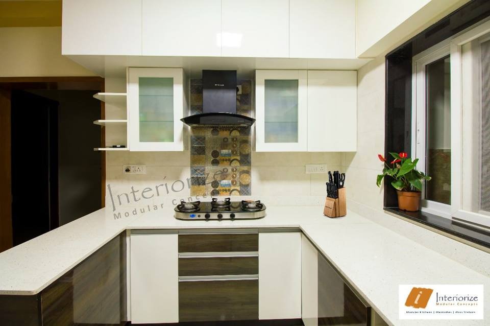 Glossy White and Texture Wood finish Combo